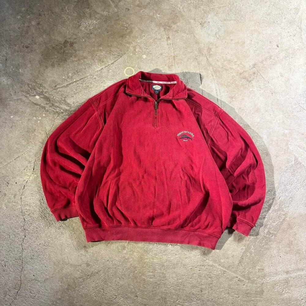 Vintage Y2K Tommy Bahama Red 1/4 Zip Sweatshirt